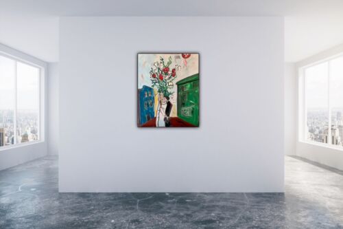 Marc Chagall Rare Abstract Oil Painting On Large Canvas 50x60cm Wedding In Tate