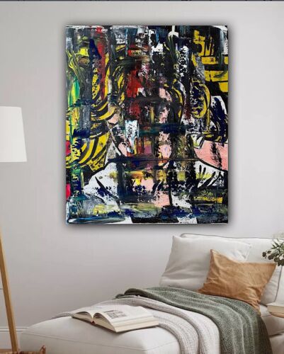 Richter Style Original Abstract Oil Painting On Canvas 50x60cm Graffiti Art