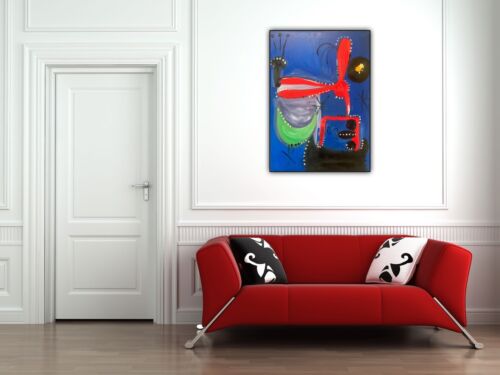 Joan Miro Oil Painting On Canvas 70x50cm Abstract Dedicated To Alberto Et Annete