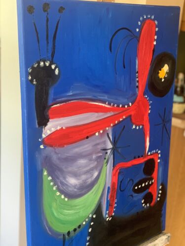 Joan Miro Oil Painting On Canvas 70x50cm Abstract Dedicated To Alberto Et Annete