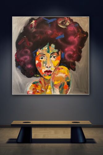 Oka Contemporary Abstract Original Oil Painting 80x80cm Canvas Woman Portrait