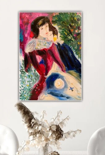 Marc Chagall Impressionist Style Oil Painting On Canvas 50x70cm ‘Les Amoureux’ study