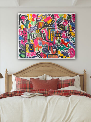 Large Abstract Original Oil Painting On 100x80cm canvas Graffiti Art Vogue Love
