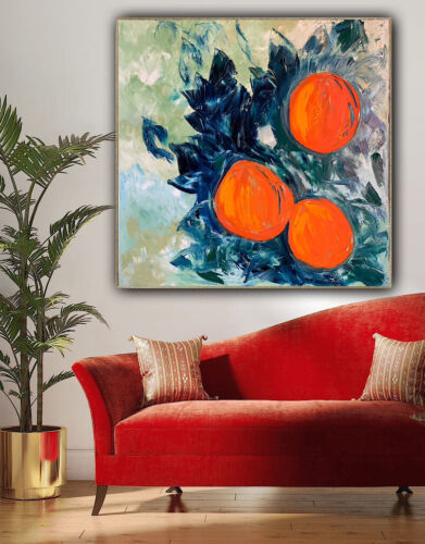 Richter Style Original Abstract Oil Painting On Canvas 80x80cm Orange Tree