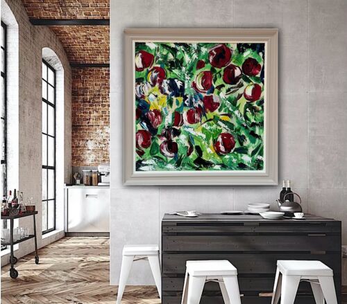 Framed Original Anstract Oil Painting On Canvas 71x71cm Apple Tree 2 Texture Oka