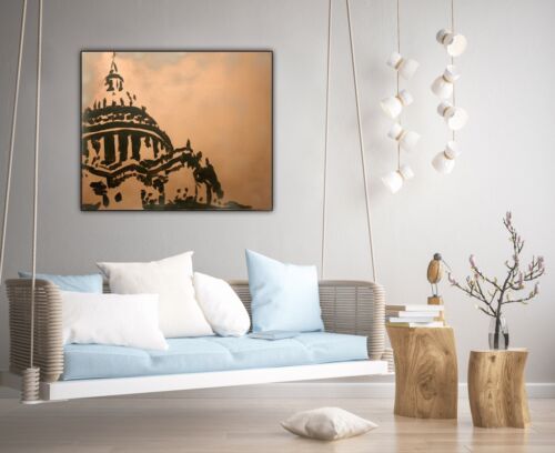 Richter Style Abstract Oil Painting On Canvas 50X60cm St Paul’s London At Night