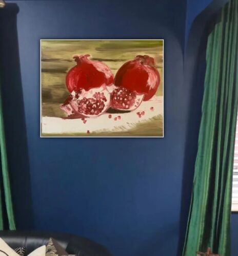 Rare Still Life Oil Painting On Canvas Size 50x 40cm ‘Pomegranates In Harrods