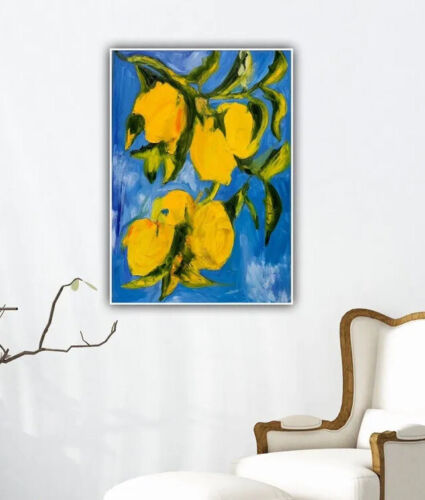 impressionist Abstract Original Oil Painting Canvas 84 X 60cm Lemon Tree In Oka