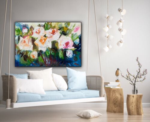 Vugar Mamedov study of Original Oil Painting On Canvas 76x50cm ‘White Roses’