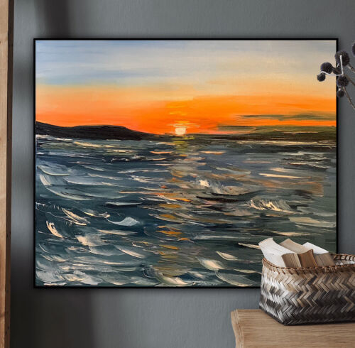 Monet Style Impressionist Abstract original Oil Painting Canvas 50x60cm Ocean 2