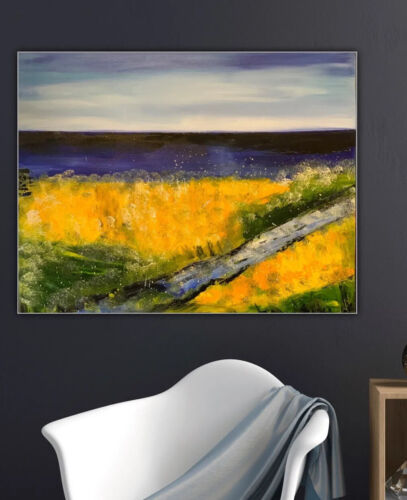 Richter Style Abstract Original Oil Painting On 2cm Canvas 60x76cm Lake District seaside