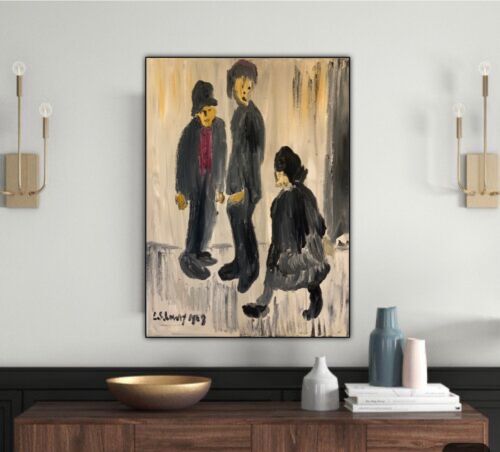 L.S. Lowry Abstract Oil Painting On Canvas 30X40cm Three Figures Ready To Hang