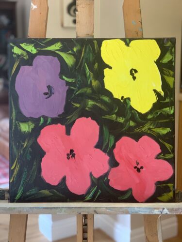 Andy Warhol Style Abstract Oil Painting On Canvas 40cm X 40cm Large Pop Art study