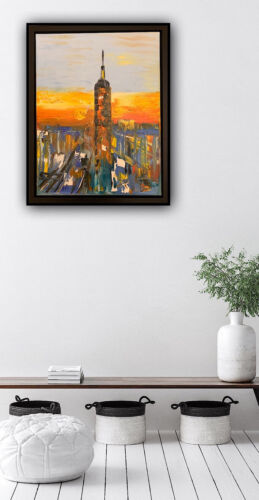 Framed Original Abstract Oil Painting On deep Canvas 50 x 40cm x 4cm New York