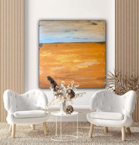 Richter StyLe Abstract Original Oil Painting On Canvas 90x90cm Gold Sands Sea