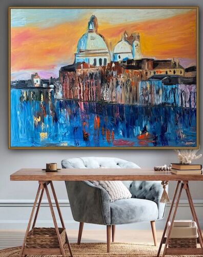 Kandinsky Original Abstract Oil Painting On Canvas 100 X 80cm Venice Landscape