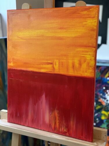MarK Rothko Style Rustic Abstract Original Oil Painting On Canvas 50x40cm Red