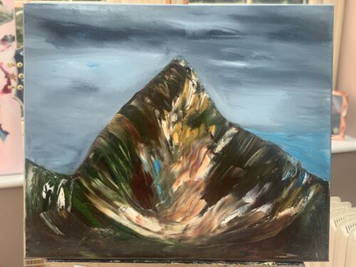 Richter Original Abstract Oil Painting On 1.8cm Canvas 50x60cm Mountain Peak Art