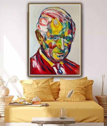 Original Abstract Oil Painting On Canvas 80x60cm King Charles III Coronation portrait