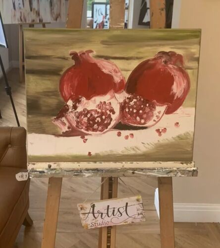 Rare Still Life Oil Painting On Canvas Size 50x 40cm ‘Pomegranates In Harrods