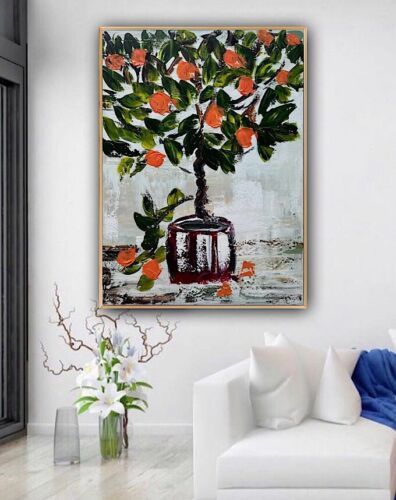 Renour Abstract Original Oil Painting On 80x60cm canvas Textured Orange Tree