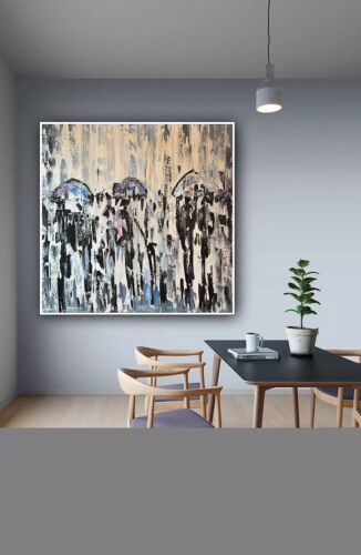 Richter Original Abstract Oil Painting 100x100cm On 2cm Canvas London Rain I