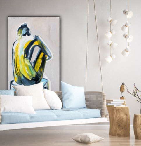 Richter stl Abstract Original Oil Painting On Canvas 90x60cm Yellow Nude oka