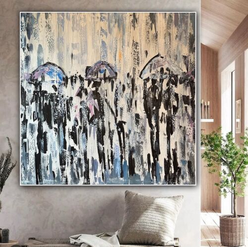 Richter Original Abstract Oil Painting 100x100cm On 2cm Canvas London Rain I