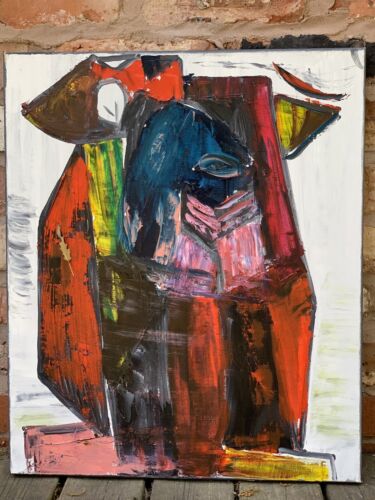 Original abstract Cubism style Oil Painting On Deep 2cm Canvas 50x60cm Owl Tate