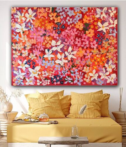 Framed Original Abstract Oil Painting On Canvas 121x92cm Summer Garden Textured floral