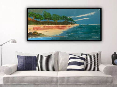 Paul Gauguin Style Large Landscape Oil Painting On Canvas ‘Seaside’ 120cm X 50cm