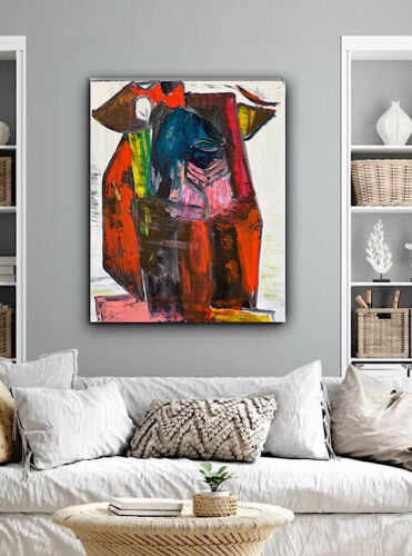 Original abstract Cubism style Oil Painting On Deep 2cm Canvas 50x60cm Owl Tate