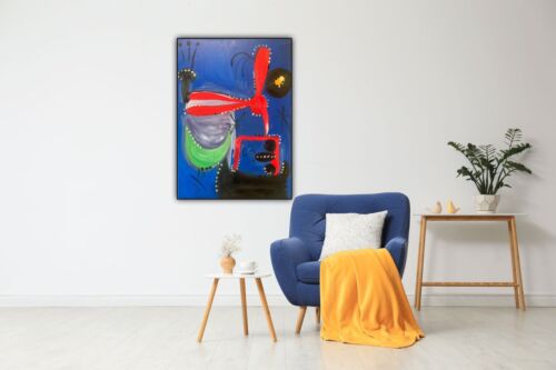 Joan Miro Oil Painting On Canvas 70x50cm Abstract Dedicated To Alberto Et Annete