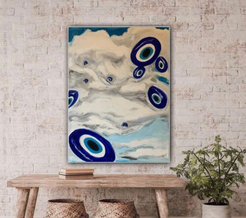 impresionist Abstract Original Oil Painting 2cm Canvas 47x60cm Eye In The Sky