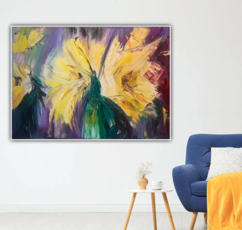 Renoir Style Abstract Original Oil Painting On Canvas 84x60cm Tate Roses Lumen