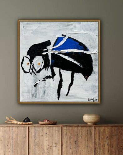 Contemporary Abstract Original Oil Painting On Canvas 40 X40cm La Mosca’ The Fly animal