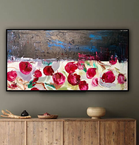 Richter StyLe original Abstract Oil Painting On Canvas 60X30cm Cherries oka
