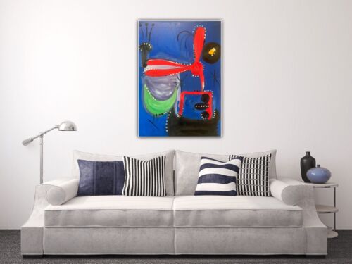 Joan Miro Oil Painting On Canvas 70x50cm Abstract Dedicated To Alberto Et Annete
