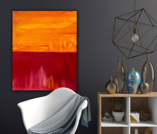 MarK Rothko Style Rustic Abstract Original Oil Painting On Canvas 50x40cm Red