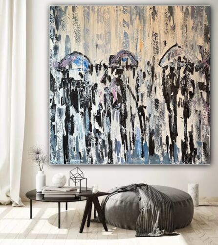 Richter Original Abstract Oil Painting 100x100cm On 2cm Canvas London Rain I