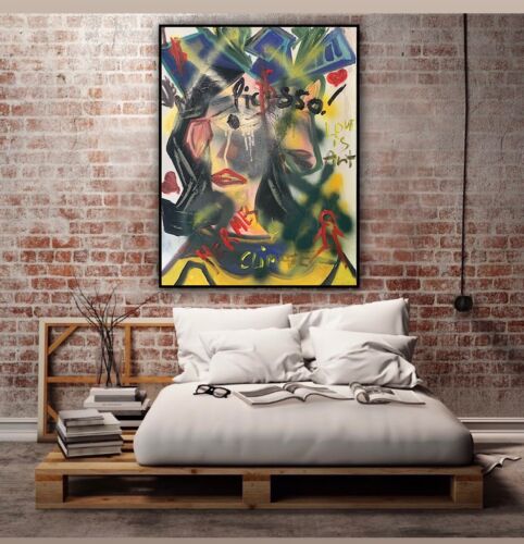 Richter Original Abstract Oil Painting On 4cm Canvas 47x60cm Graffiti Street Art