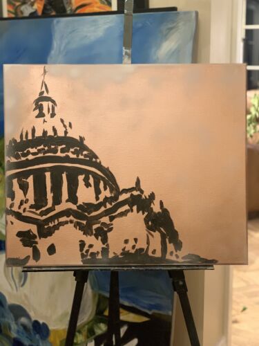 Richter Style Abstract Oil Painting On Canvas 50X60cm St Paul’s London At Night