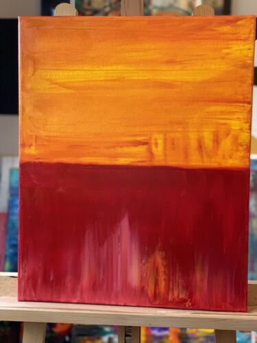 MarK Rothko Style Rustic Abstract Original Oil Painting On Canvas 50x40cm Red