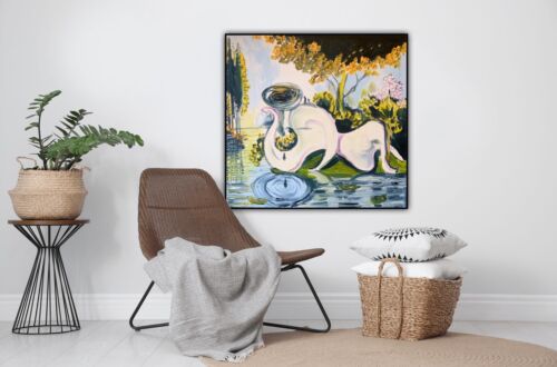 abstract origin Woman Lake Surrealism Oil Painting On Deep 3.8cm Canvas 50X 50cm