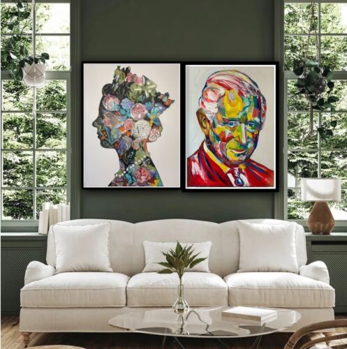 Original Abstract Oil Painting On Canvas 80x60cm King Charles III Coronation portrait