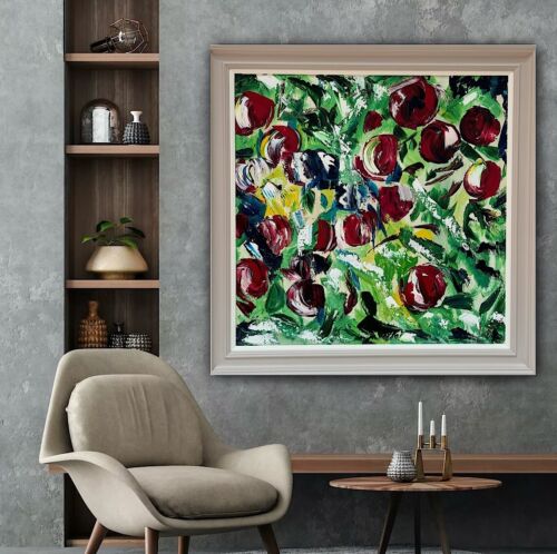 Framed Original Anstract Oil Painting On Canvas 71x71cm Apple Tree 2 Texture Oka