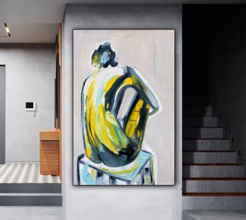 Richter stl Abstract Original Oil Painting On Canvas 90x60cm Yellow Nude oka