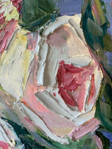 Igor Saharov lesson in Abstract Oil Painting On 61x45cm Canvas White Roses oka