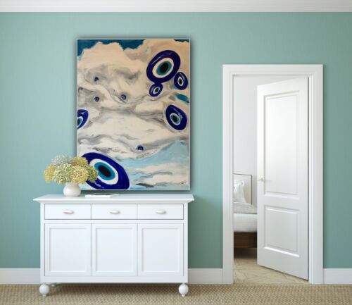 impresionist Abstract Original Oil Painting 2cm Canvas 47x60cm Eye In The Sky