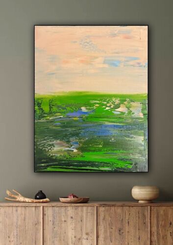 L.S. Lowry Style Original Oil Painting On Canvas 30x23cm ‘Lake District’ Lands